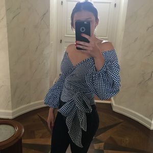 Off the Shoulder Multi-Way Gingham Top